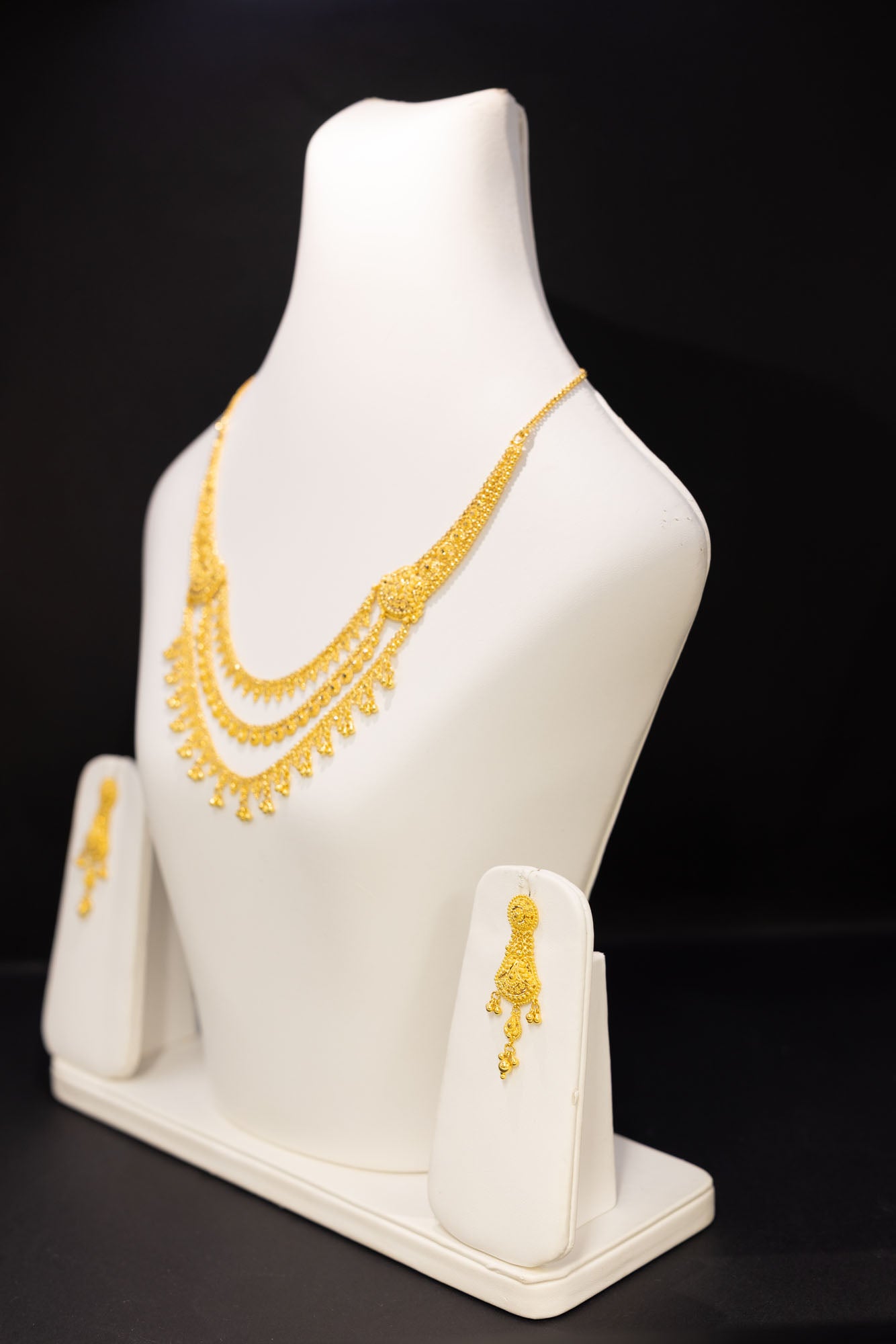 2ct Gold Layered Bridal Necklace & Earring Set