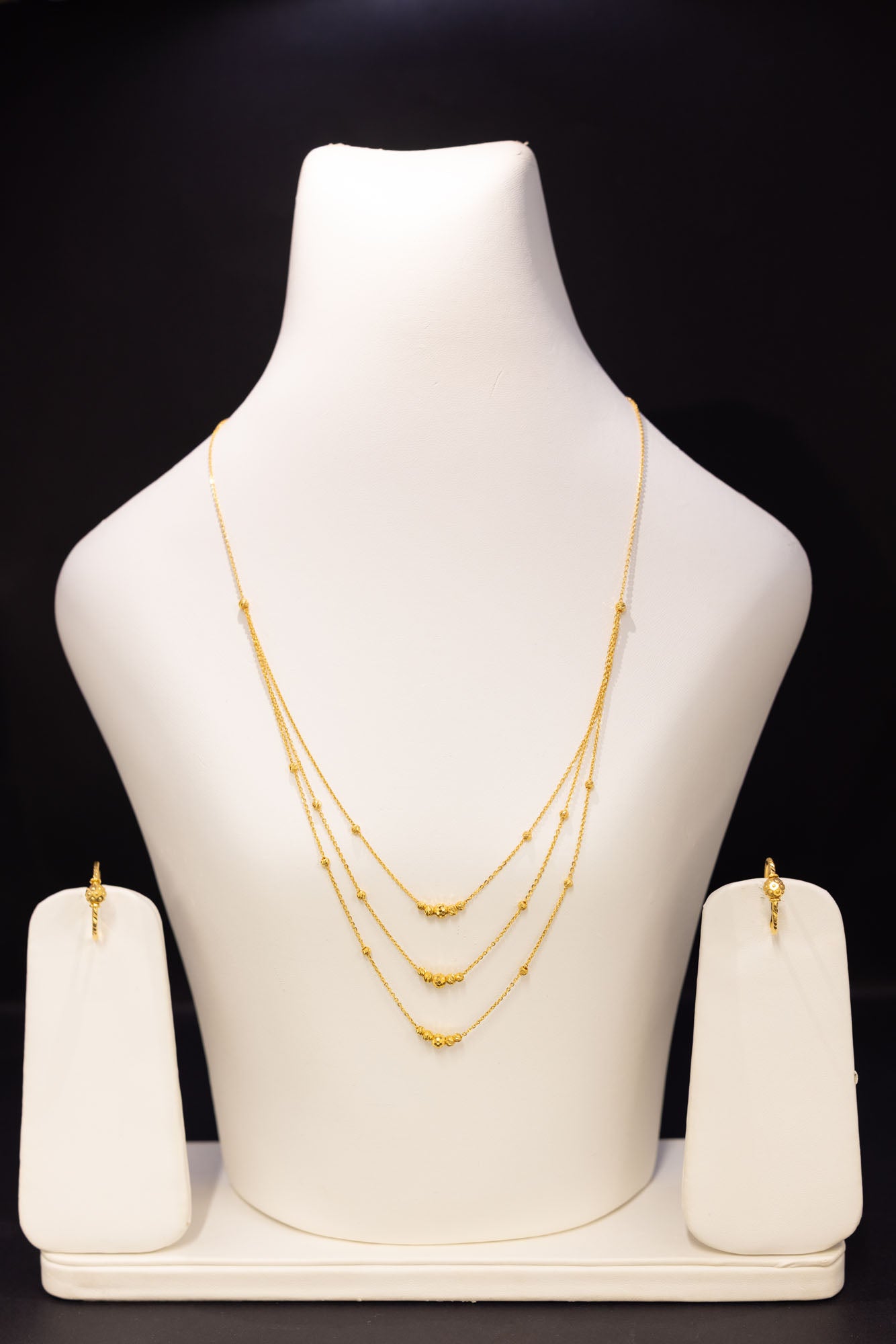 22ct Gold Three-Layer Occasion Necklace & Hoop Earring Set