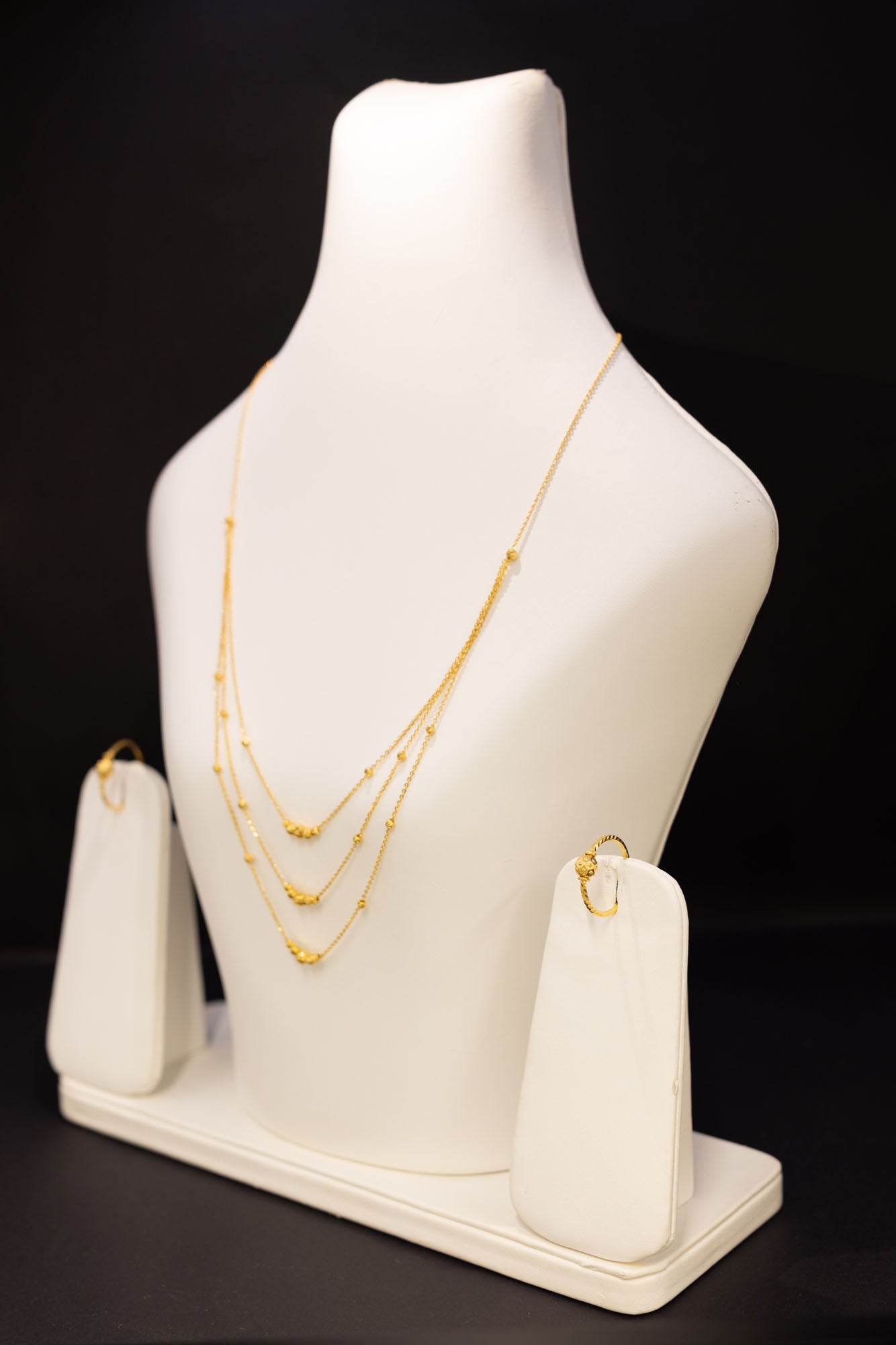 22ct Gold Three-Layer Occasion Necklace & Hoop Earring Set