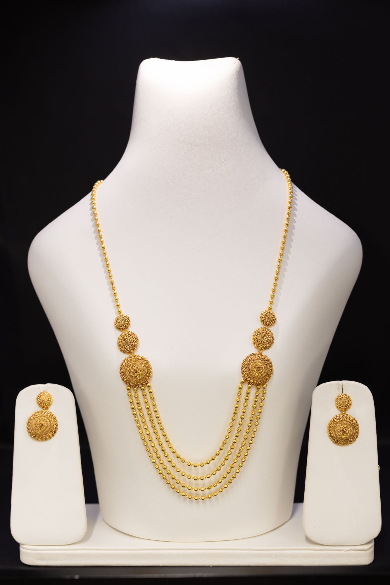 22ct Gold Multi-Strand Rani Haar & Earring Set