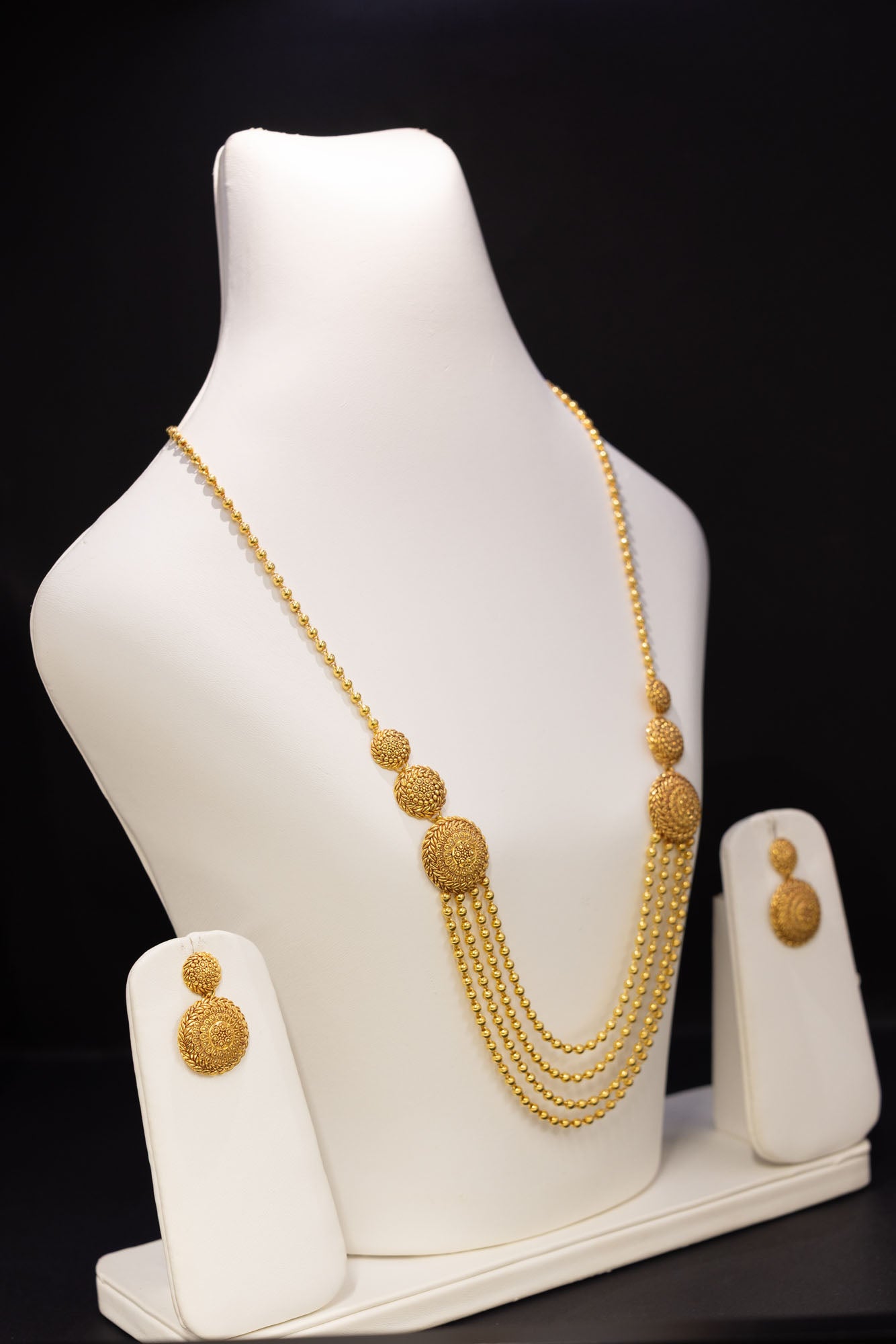 22ct Gold Multi-Strand Rani Haar & Earring Set