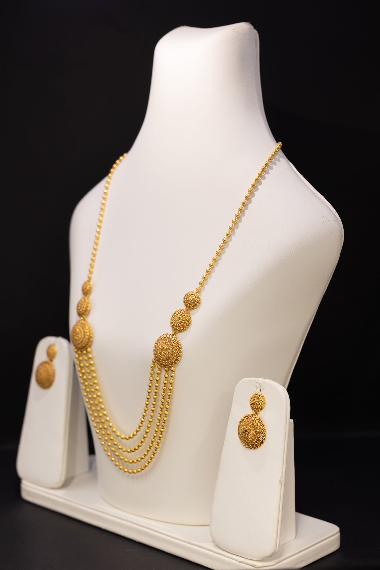 22ct Gold Multi-Strand Rani Haar & Earring Set