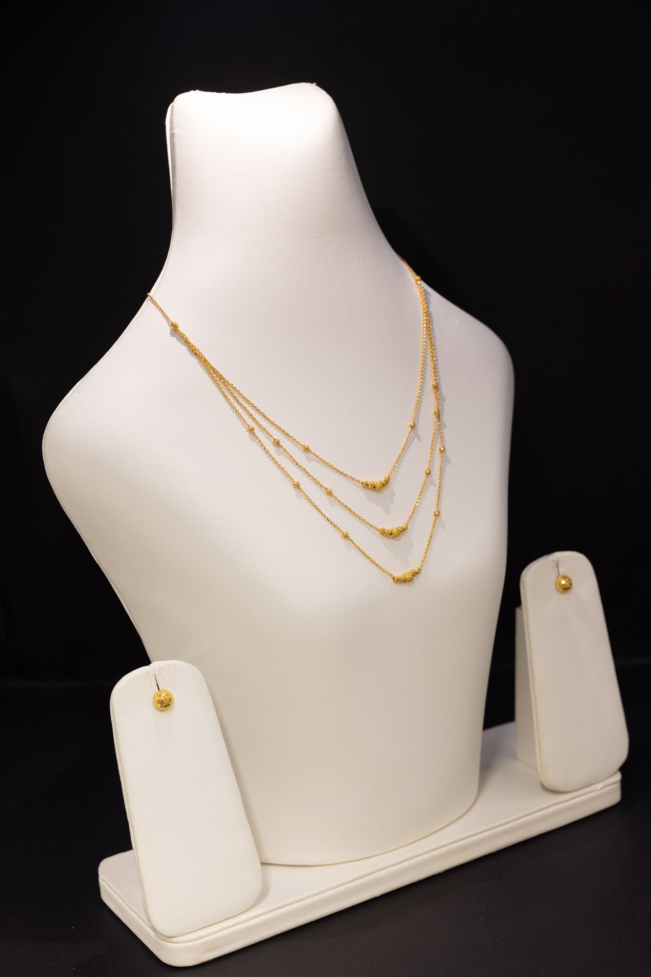 22ct Gold Triple Layer Occasion Necklace & Stud Earring Set