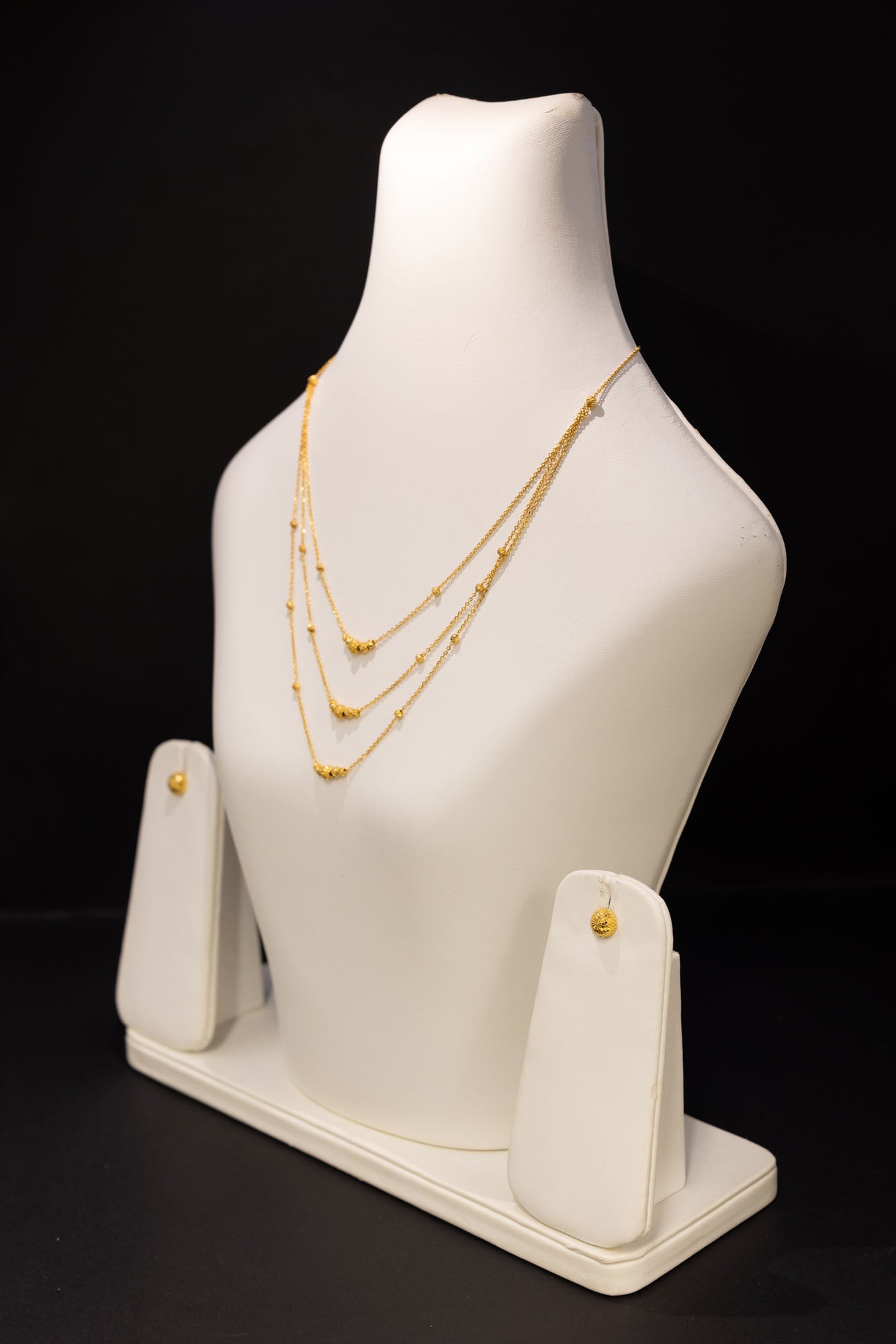 22ct Gold Triple Layer Occasion Necklace & Stud Earring Set