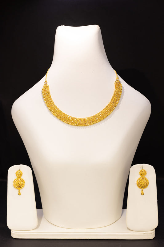 22ct Gold Textured Collar Wedding Set