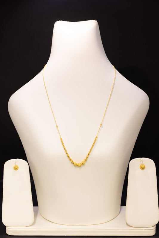 22ct Gold Beaded Necklace & Stud Earring Occasion Set