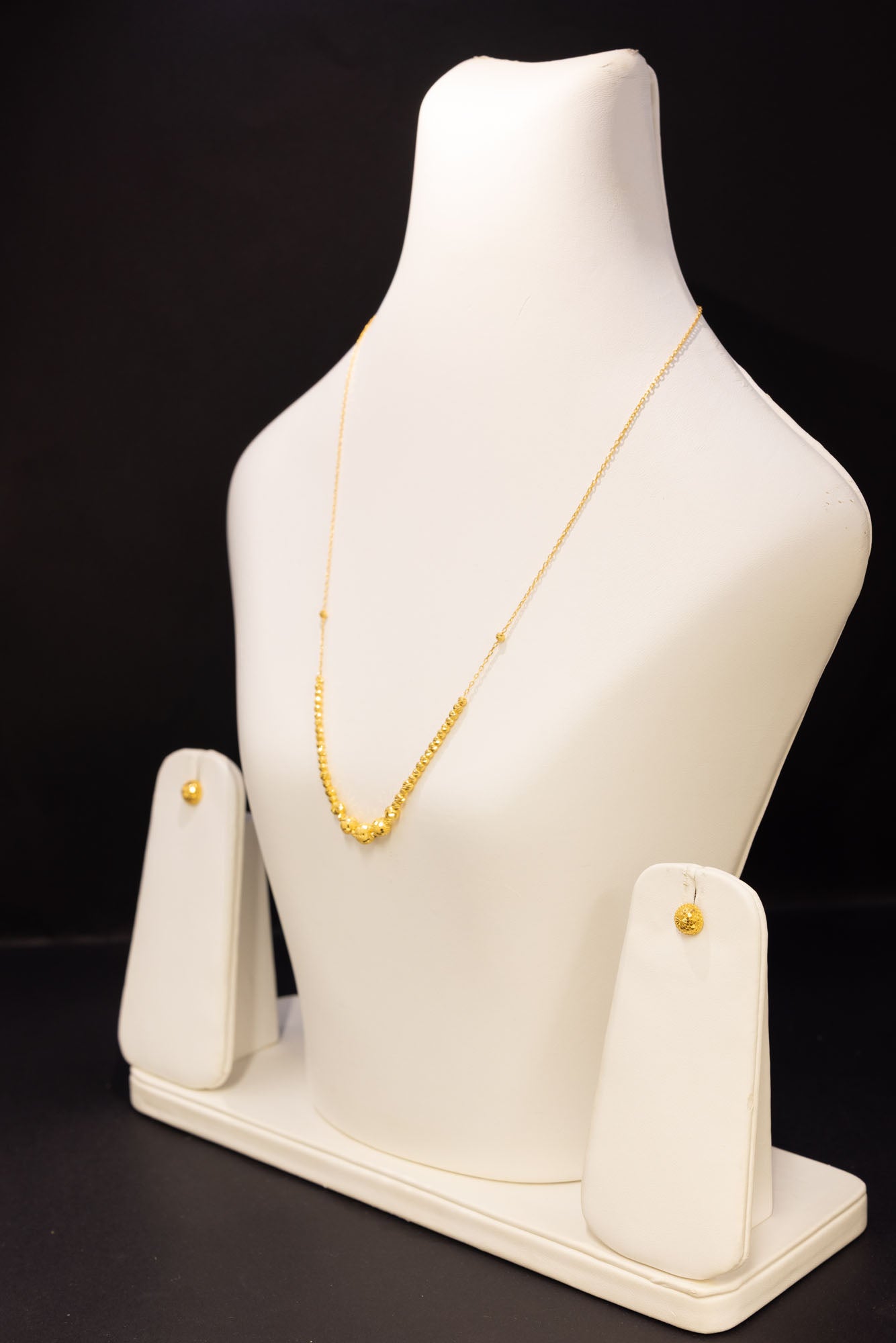 22ct Gold Beaded Necklace & Stud Earring Occasion Set