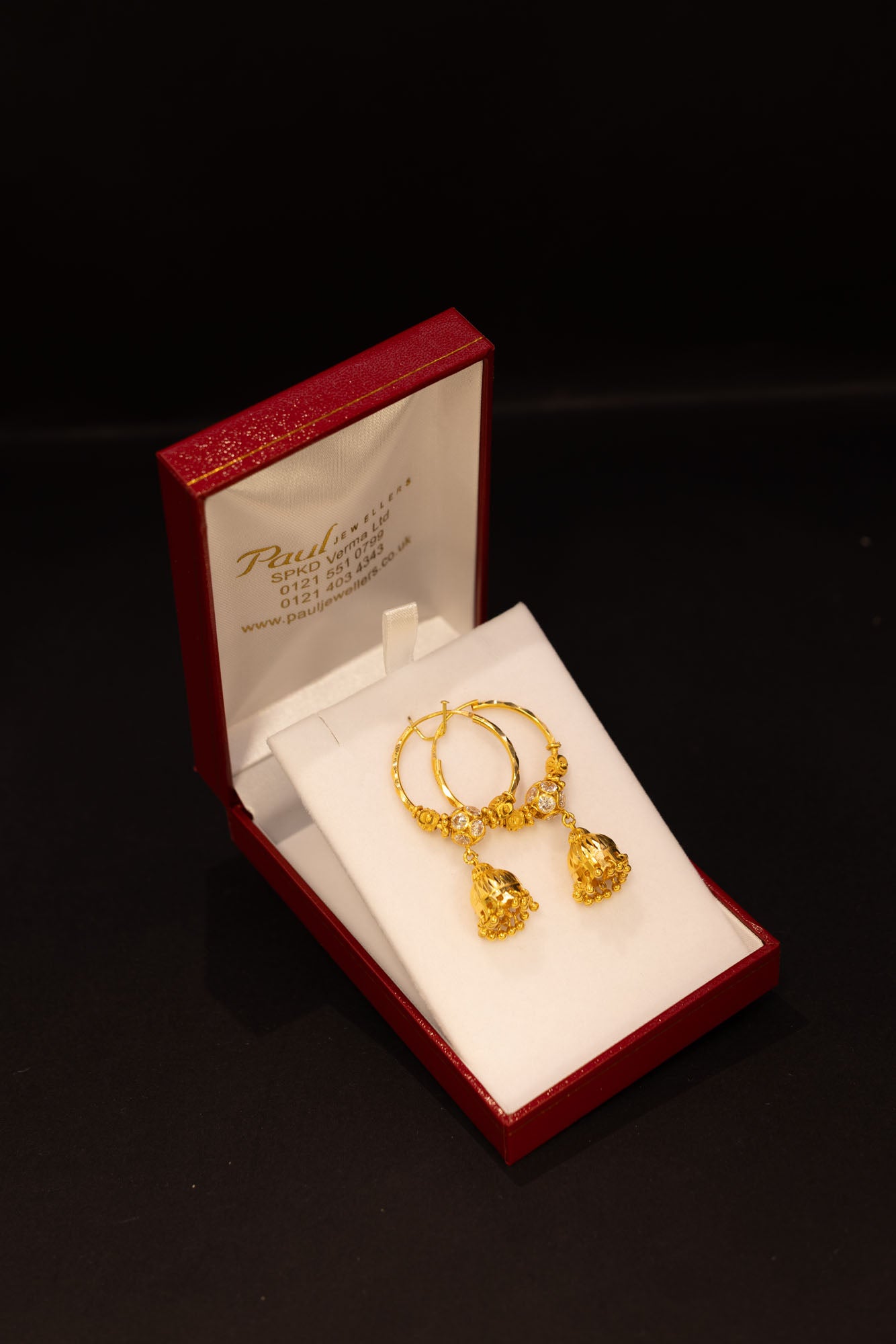 22ct Gold CZ Jhumki Hoop Earrings