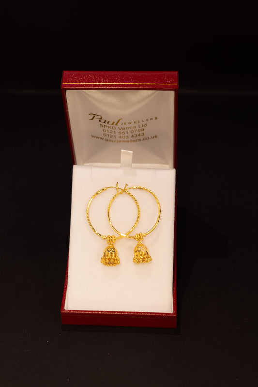 Large 22ct Gold Jhumki Hoop Earrings