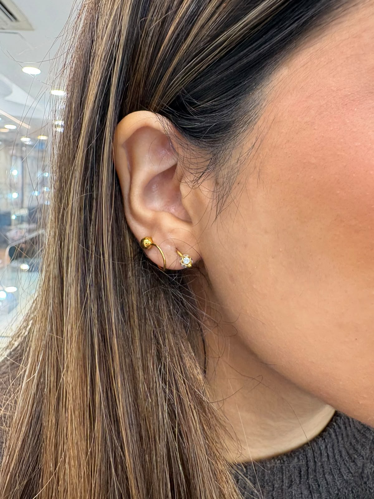 22ct Gold Twisted Earrings with CZ